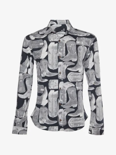 Love Moschino camisa con botas estampadas