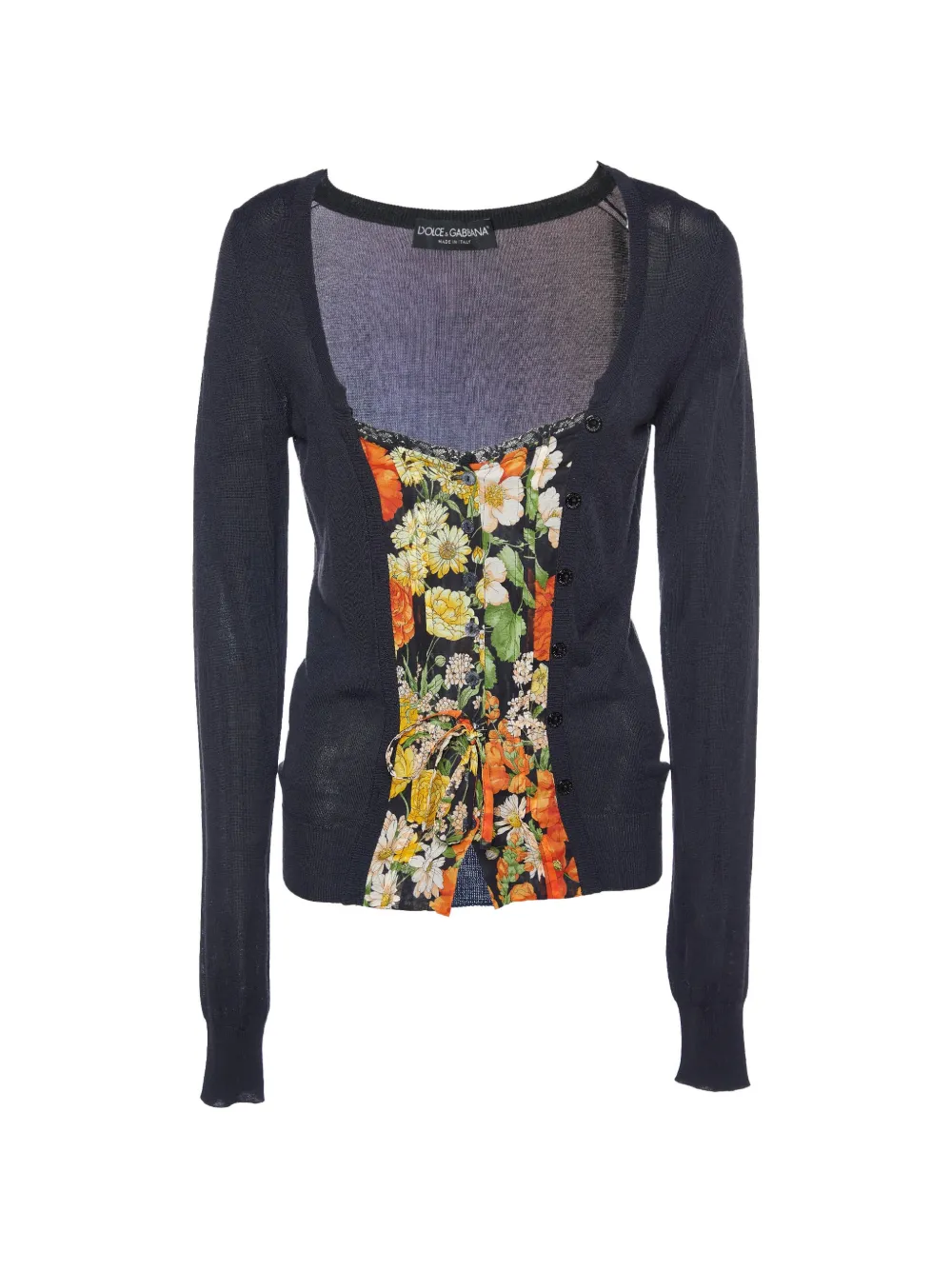 Dolce & Gabbana Pre-Owned floral-print panelled cardigan - Nero