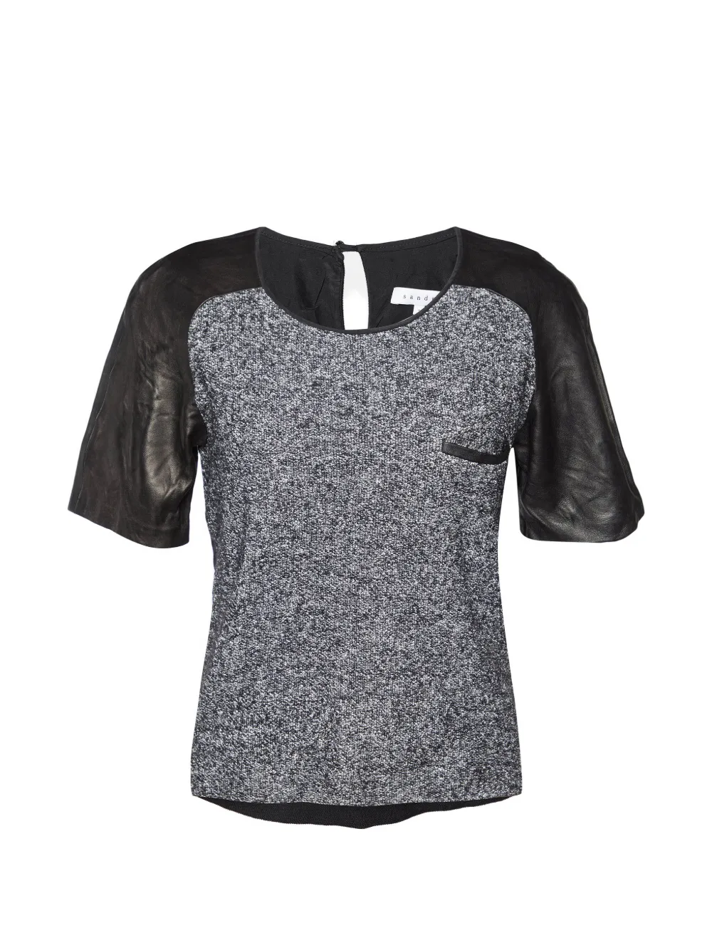 SANDRO leather-trim terry blouse - Nero
