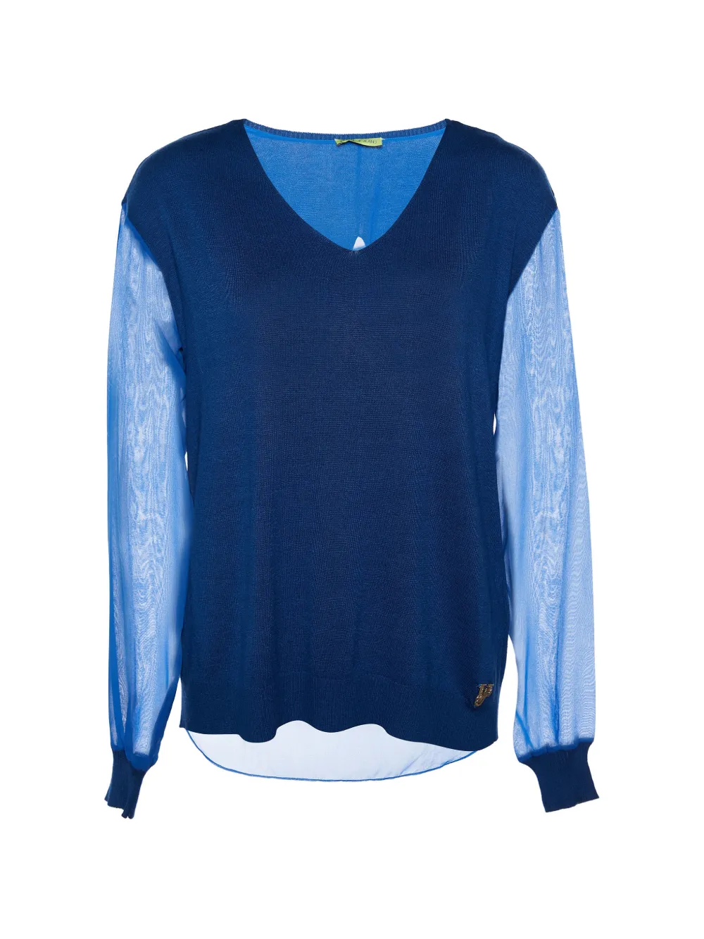 Versace Pre-Owned chiffon-paneled V-neck sweater - Blau