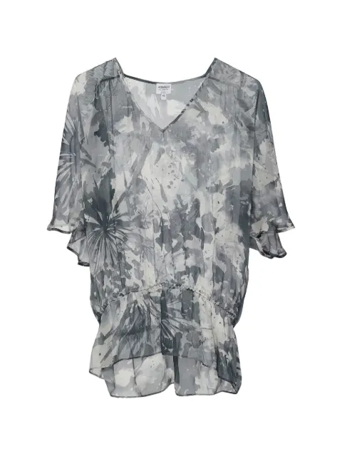 Armani Vintage blusa con estampado abstracto y volante