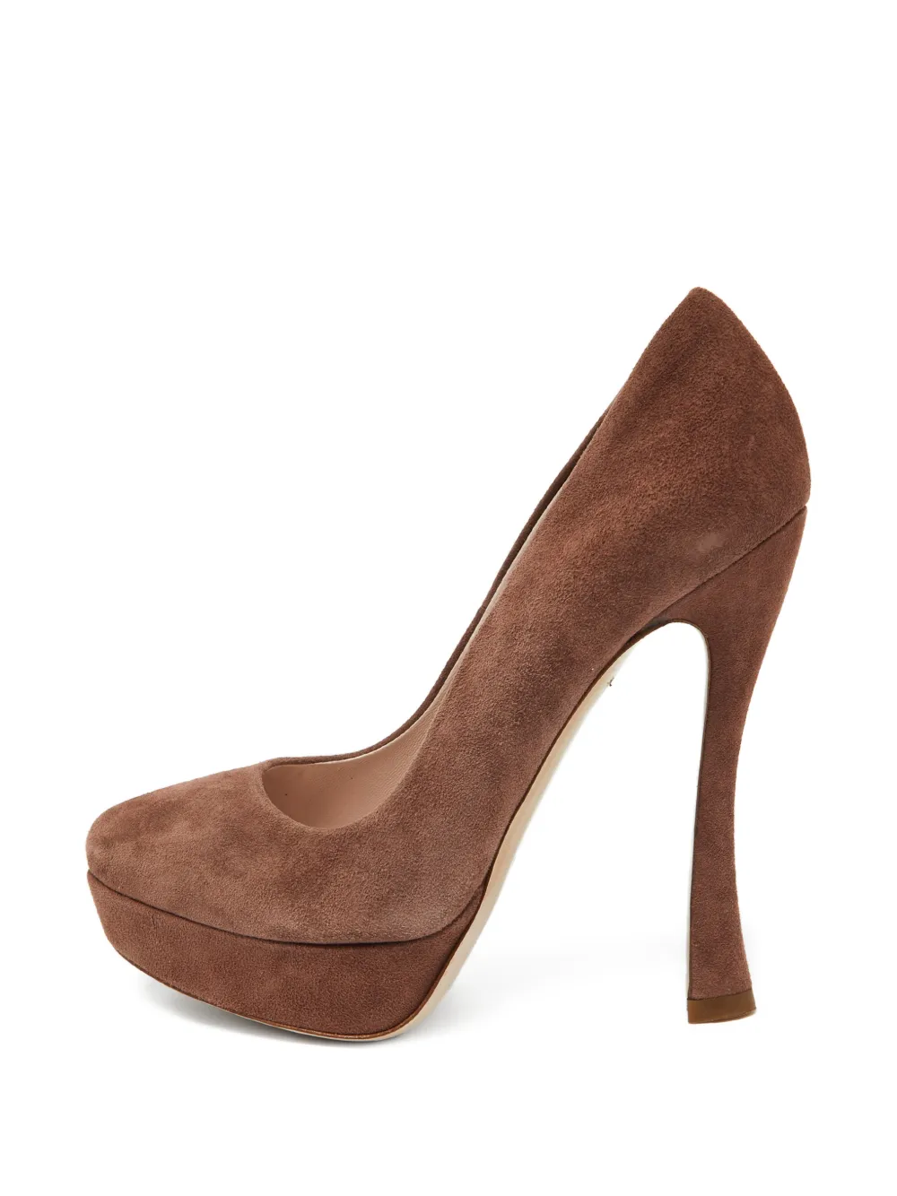 Miu Miu Pre-Owned platform suede pumps - Braun