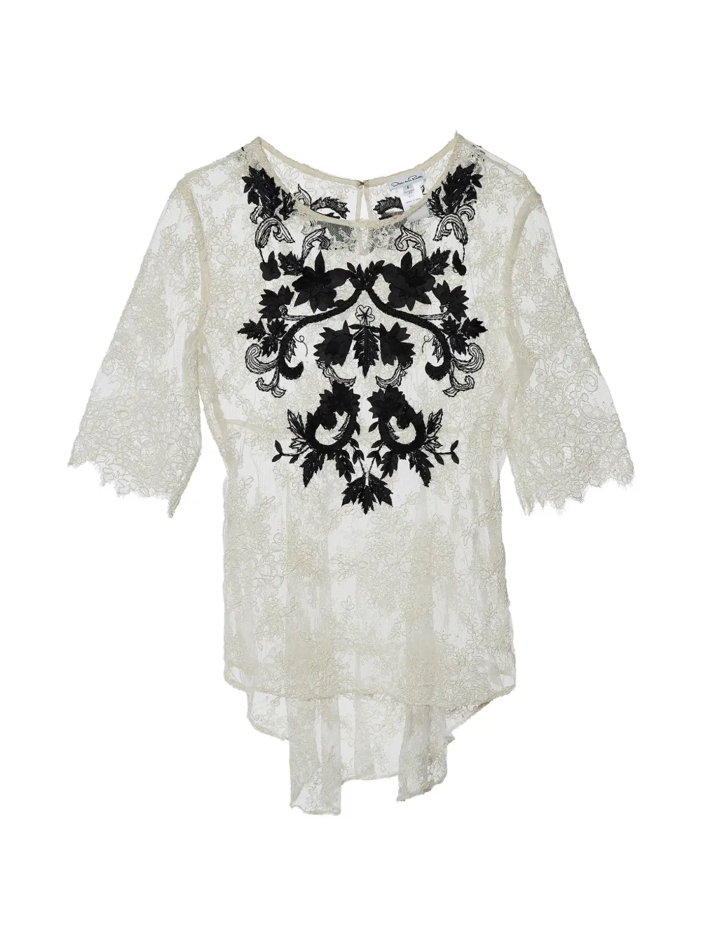 Oscar de la Renta Pre-Owned lace-embroidery top - Bianco