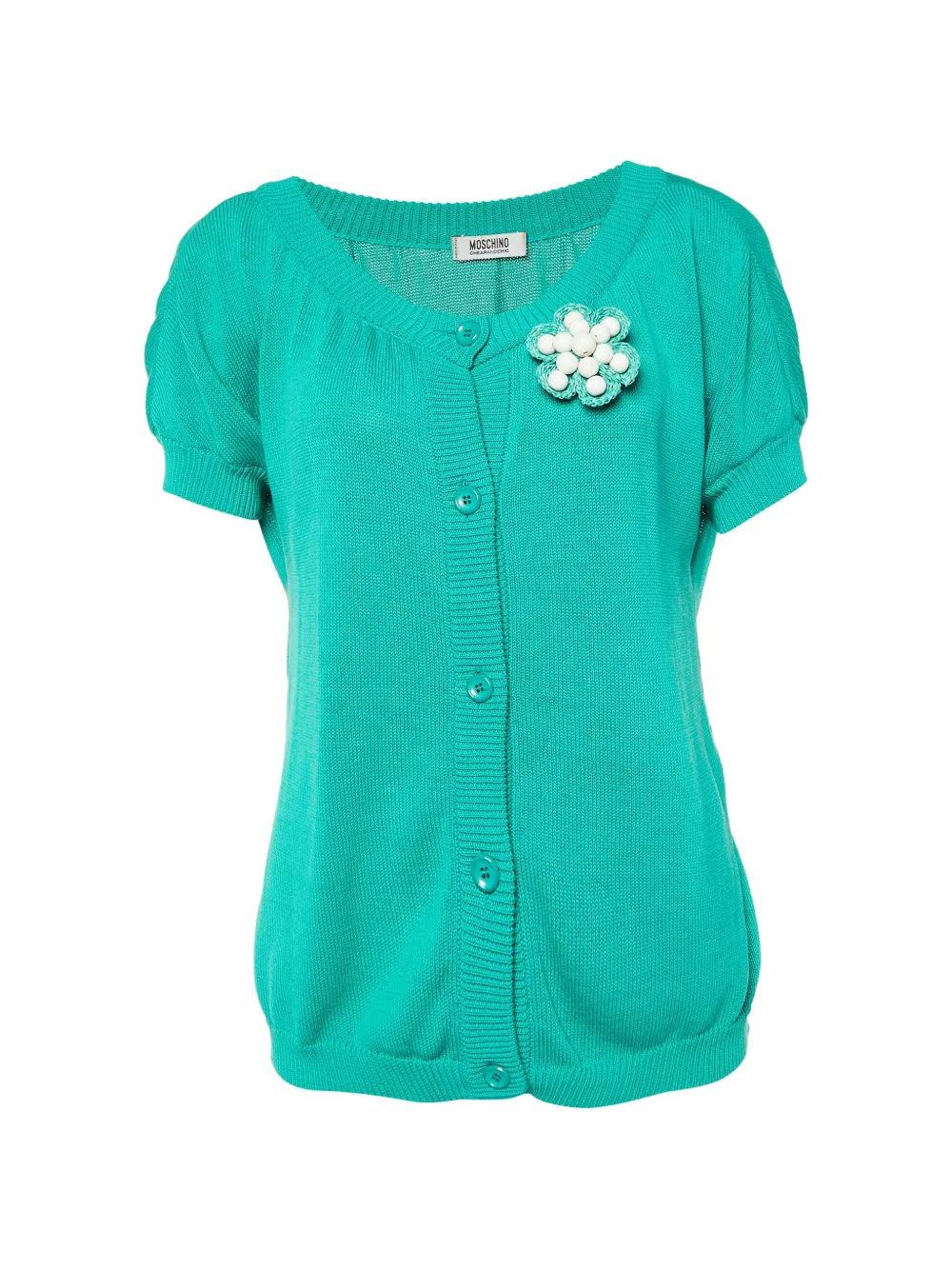 Pre-owned Moschino Beaded Floral-detail Cardigan In Green