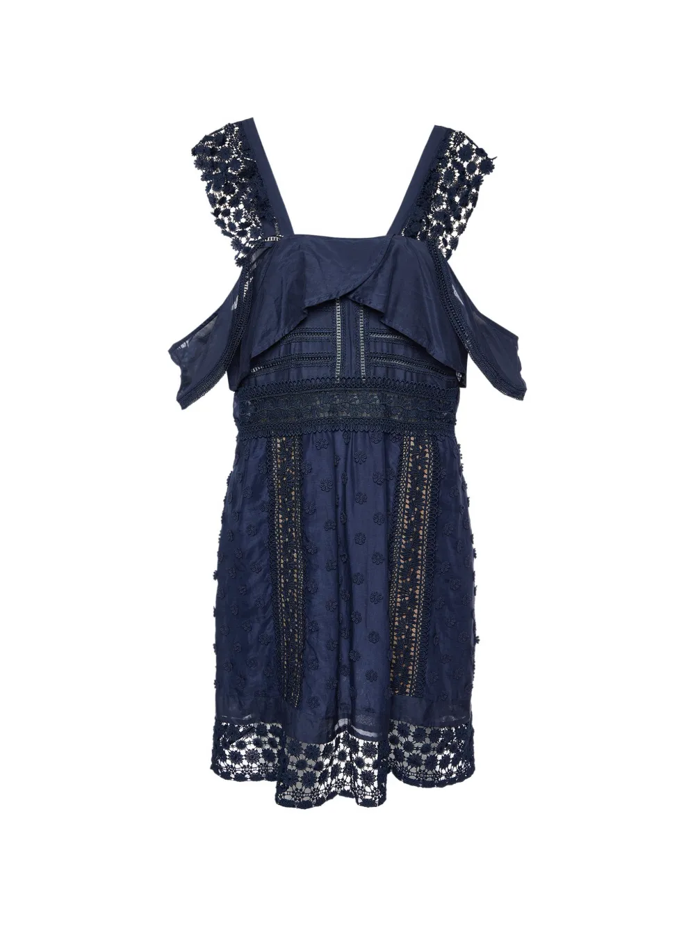 Self-Portrait lace paneled midi dress - Blau