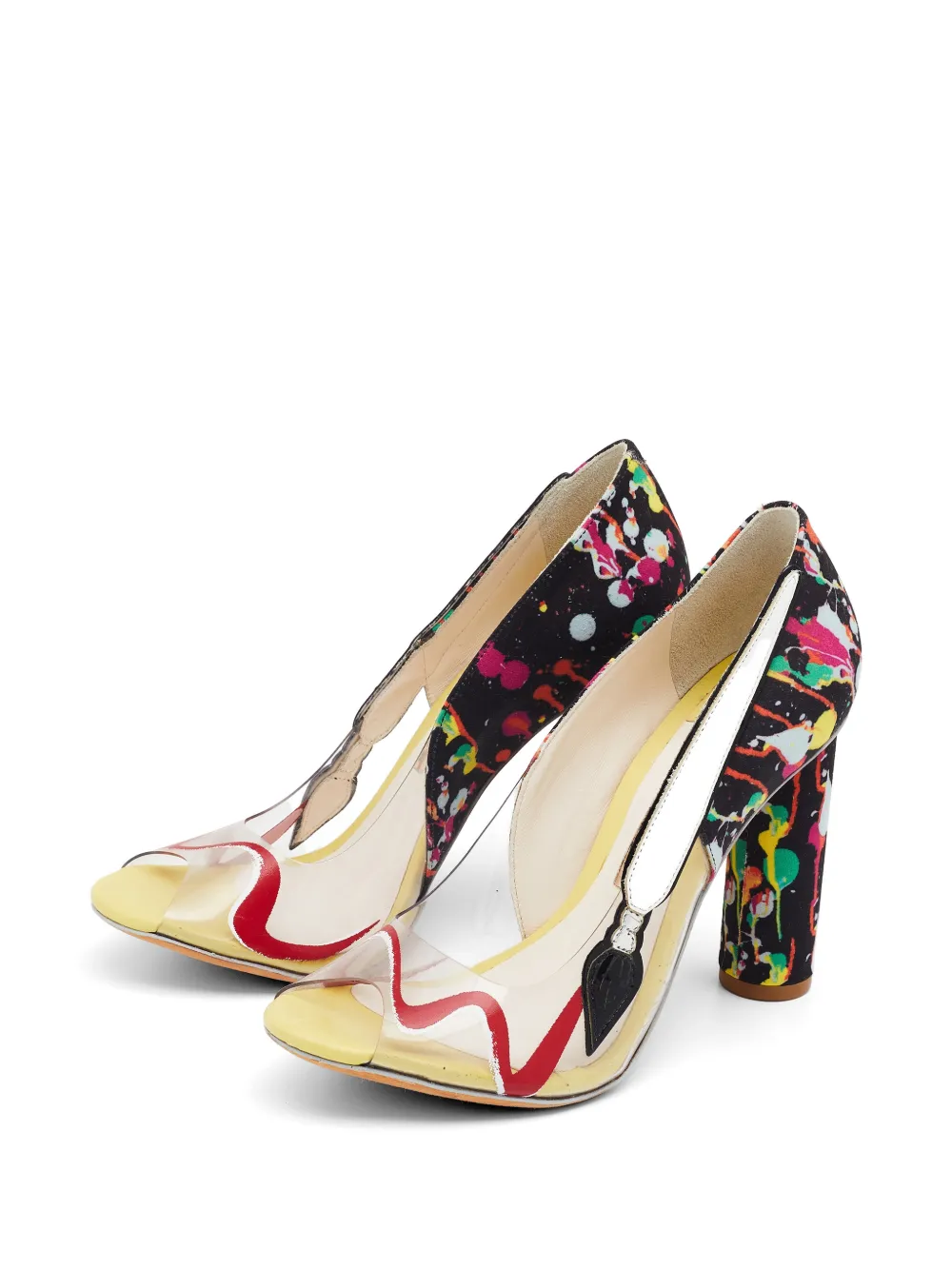  Sophia Webster Sophia Webster Multicolor Pvc And Fabric Party Like Pollock Peep Toe Pumps Size 36open - Multicolore 
