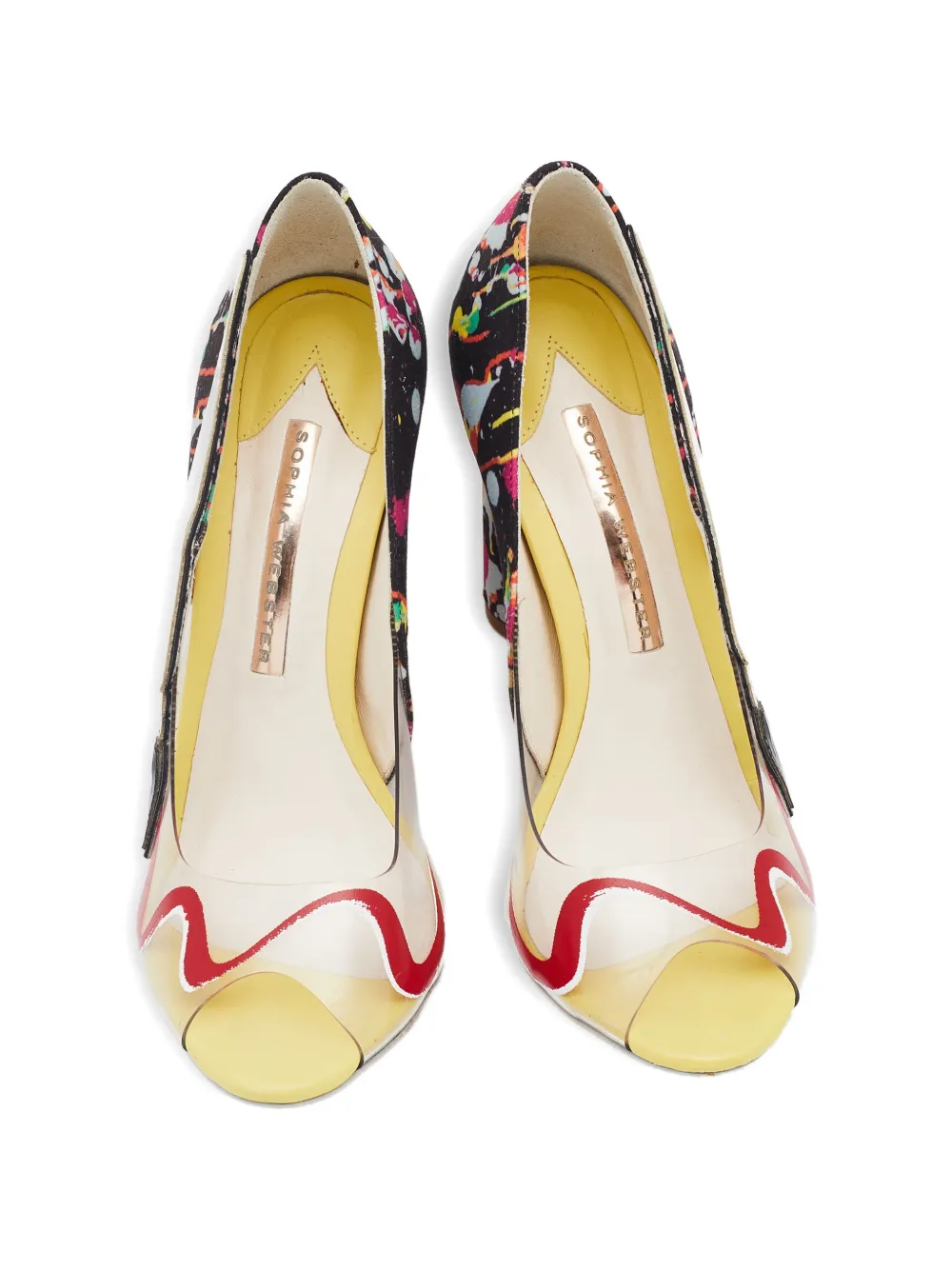  Sophia Webster Sophia Webster Multicolor Pvc And Fabric Party Like Pollock Peep Toe Pumps Size 36open - Multicolore 