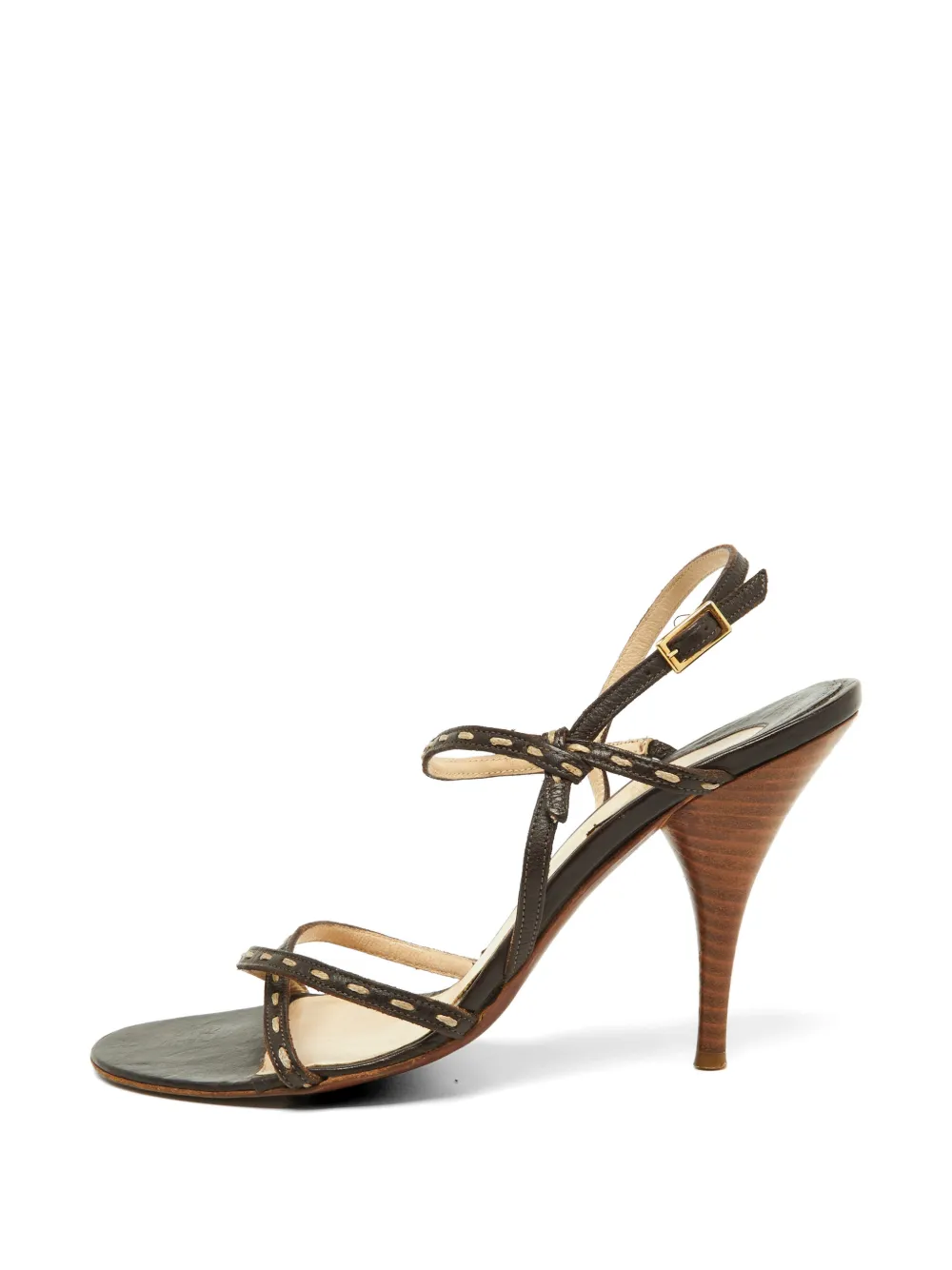 Fendi Pre-Owned strappy contrast-stitch sandals - Braun