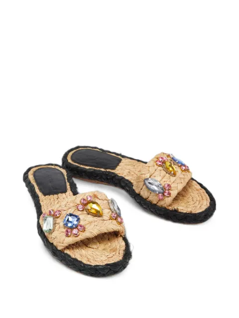 Tory Burch crystal-embellished raffia slides