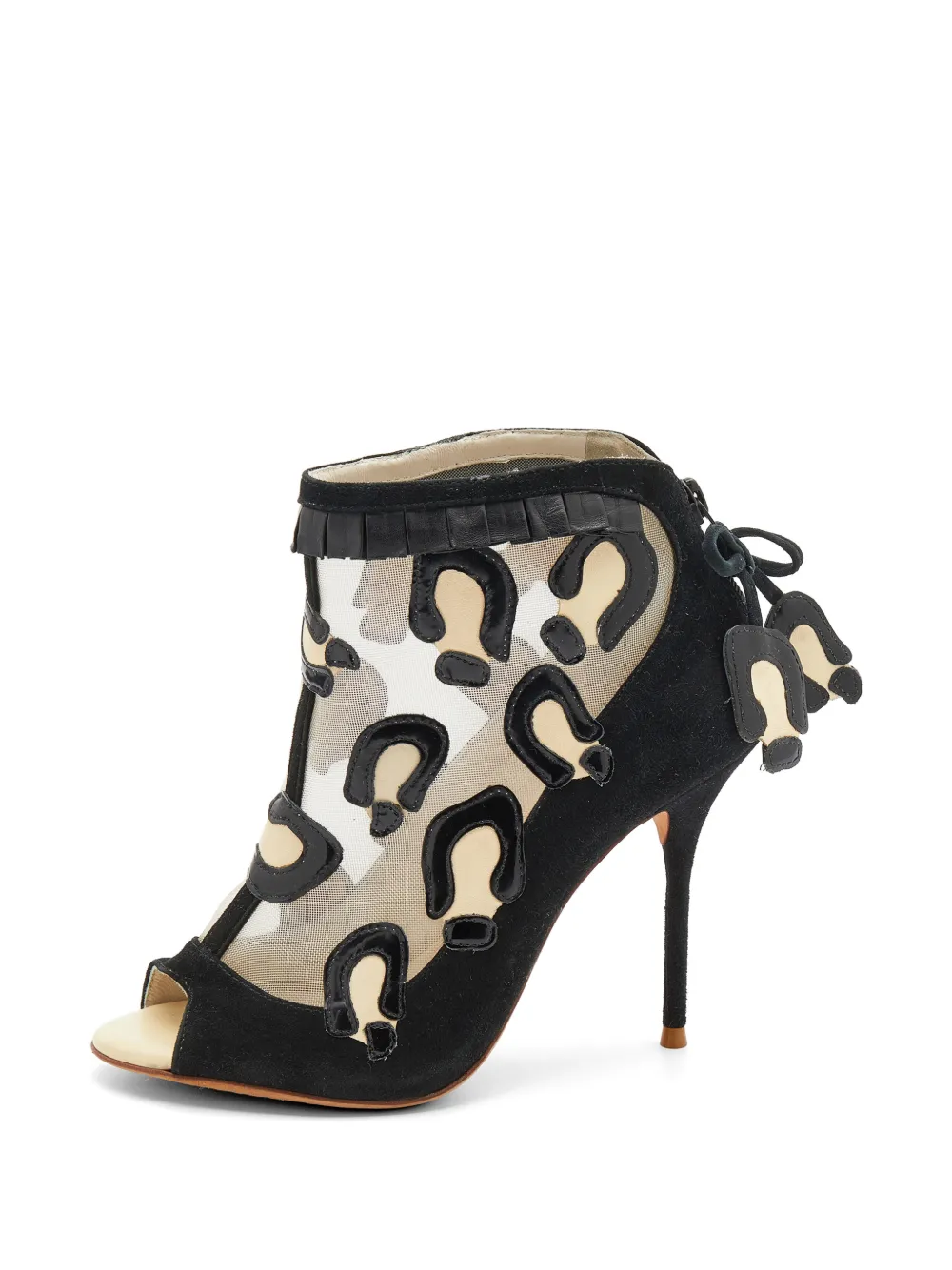 Sophia Webster leopard-print mesh heeled boots - Schwarz