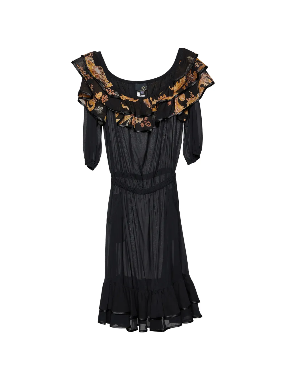 Just Cavalli Vintage midi tiered printed dress - Black