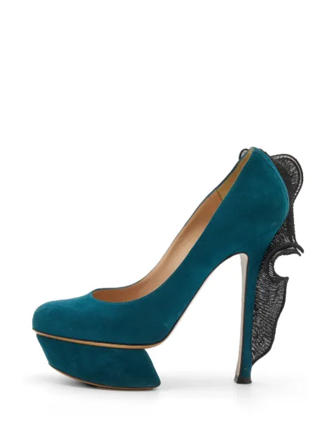Nicholas Kirkwood Suède pumps met plateauzool en ruches