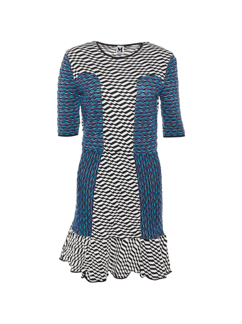 Missoni Pre-Owned patterned flounce-hem dress - Bianco