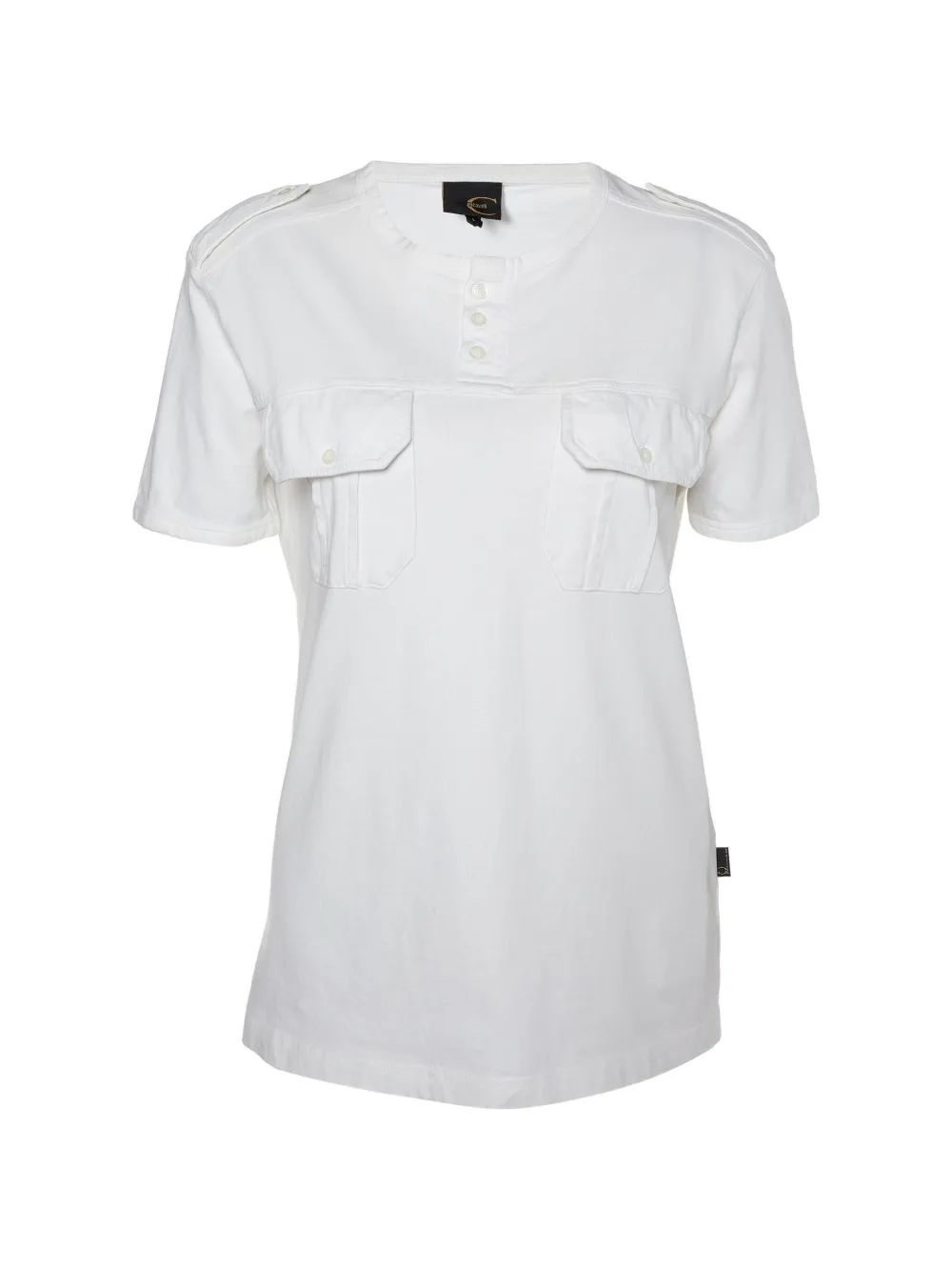 Just Cavalli Vintage button-placket flap-pocket T-shirt - Bianco