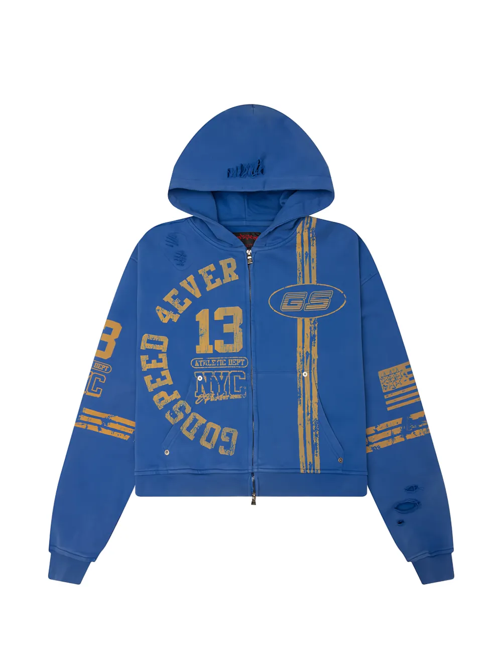GODSPEED Roadster distressed zip-up hoodie - Blu