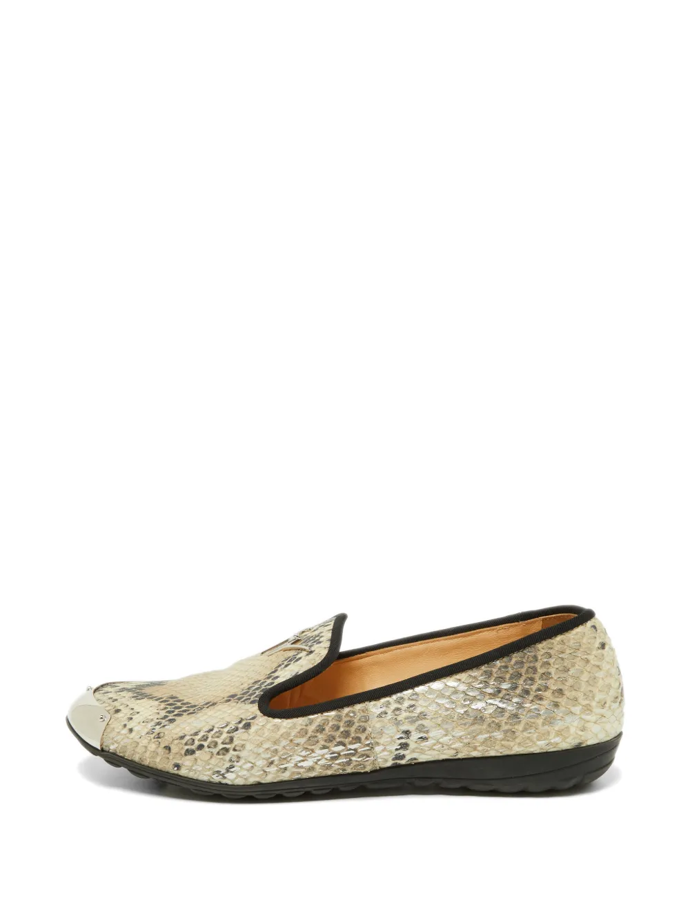 Giuseppe Zanotti Vintage Python-embossed leather slippers - Toni neutri