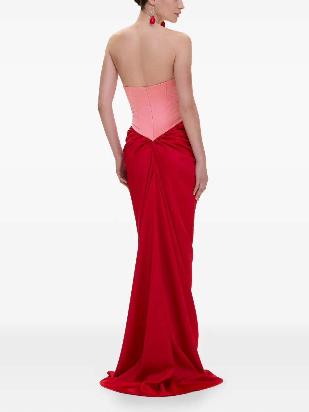 V:PM ATELIER Flavia gedrapeerde maxi-jurk met korset-stijl Rood