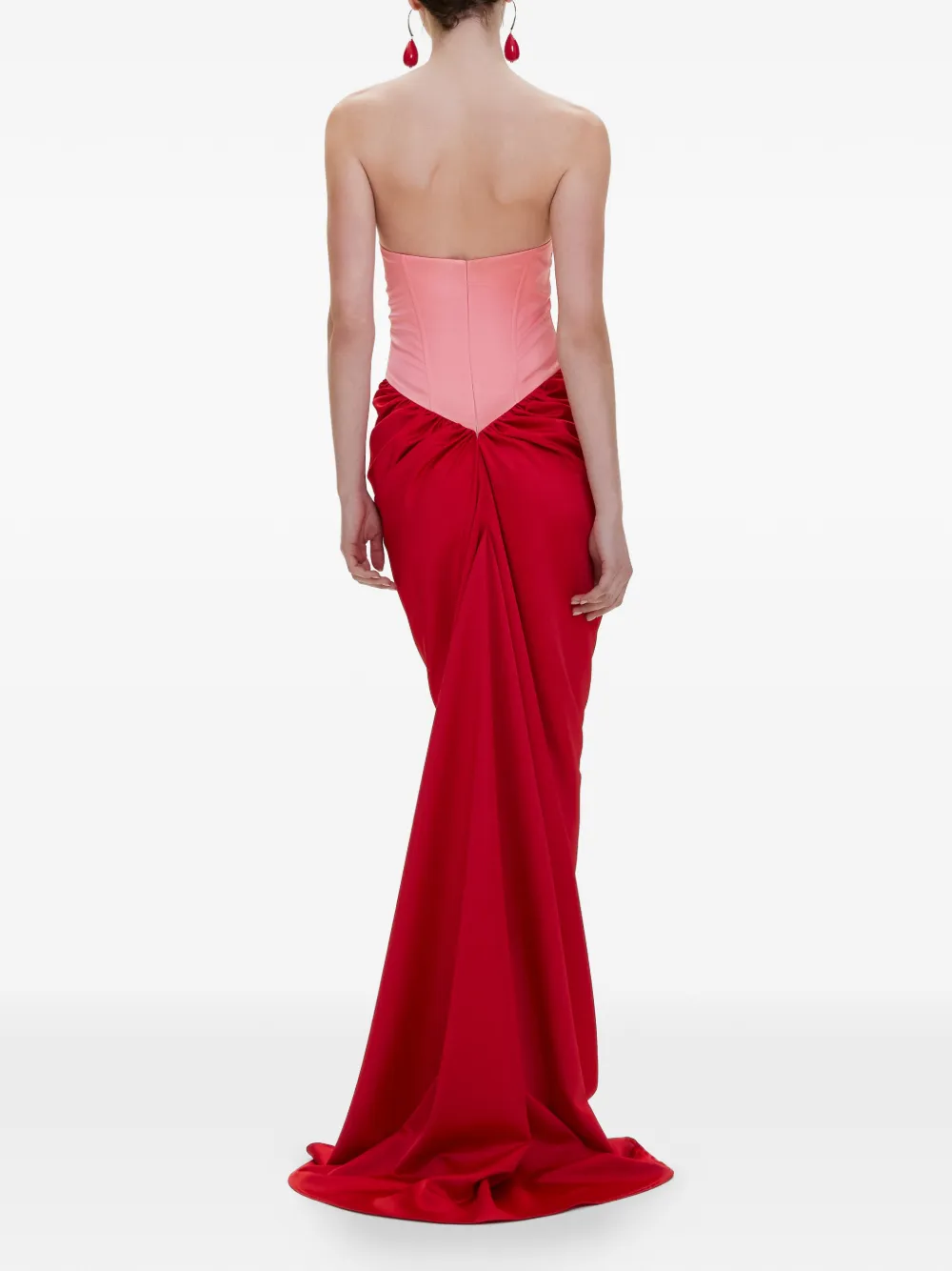 V:PM ATELIER Flavia gedrapeerde maxi-jurk met korset-stijl Rood