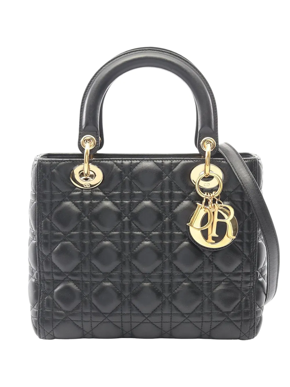 Christian Dior Pre-Owned 2010-2026 Medium Lambskin Cannage Lady Dior satchel - Black