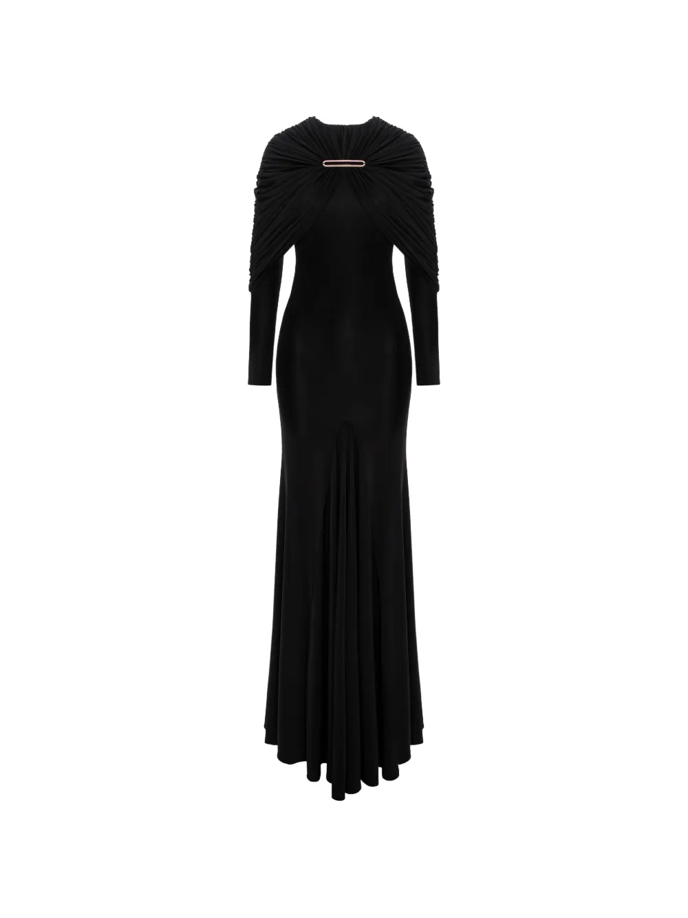 V:PM ATELIER Anais pleated-cape maxi dress - Black
