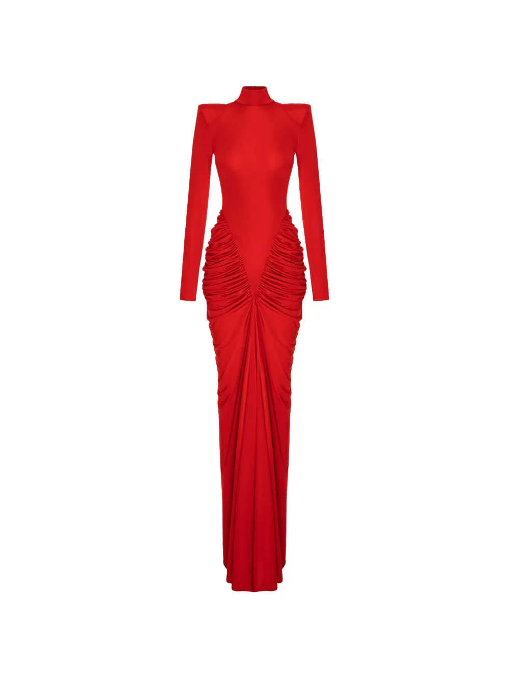 V:PM ATELIER Adwa padded-shoulder ruched maxi dress - Red