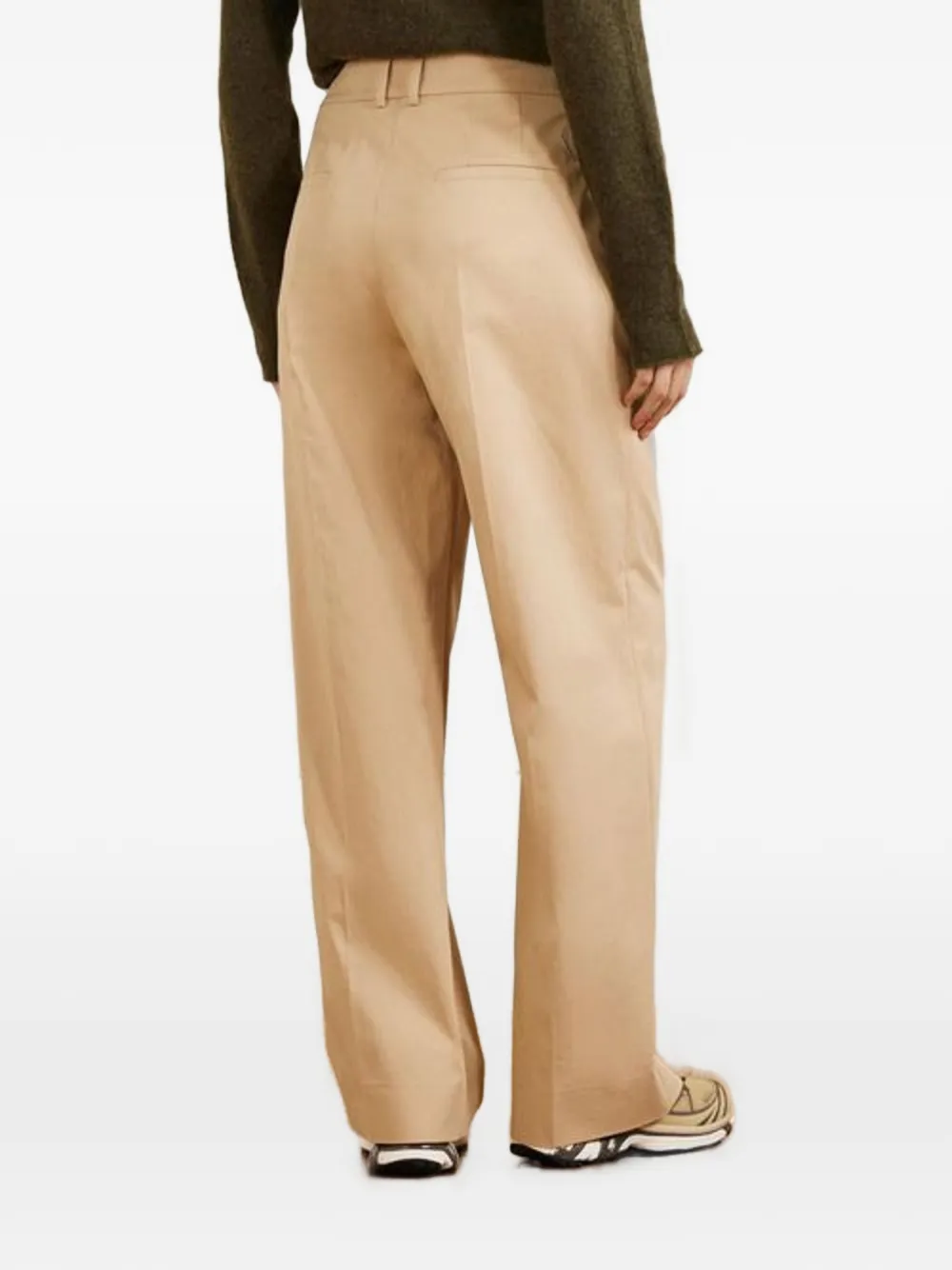 Moncler Gabardine pantalon met wijde pijpen Beige