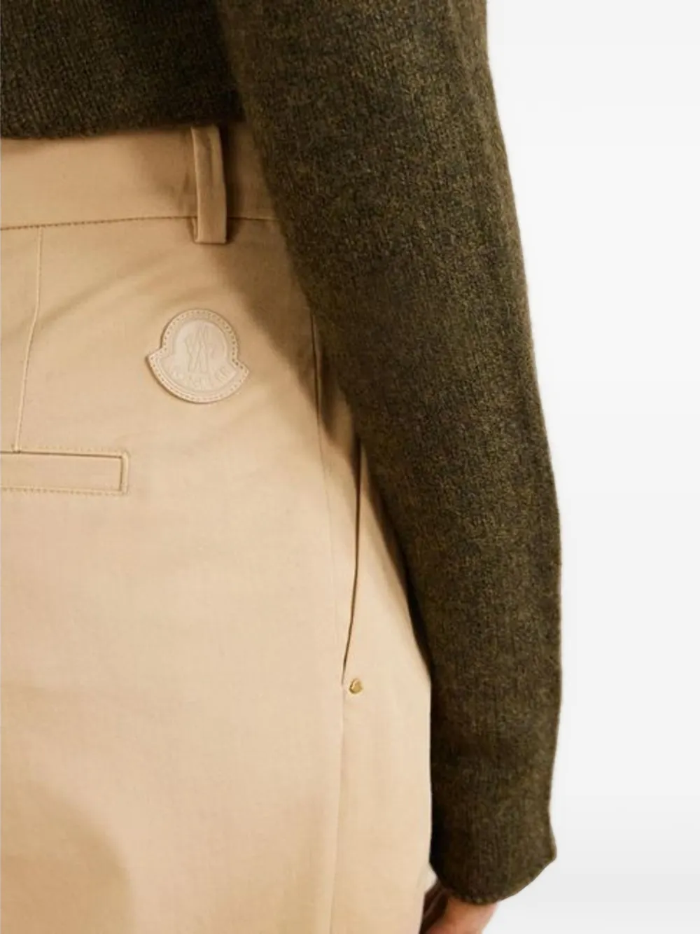 Moncler Gabardine pantalon met wijde pijpen Beige