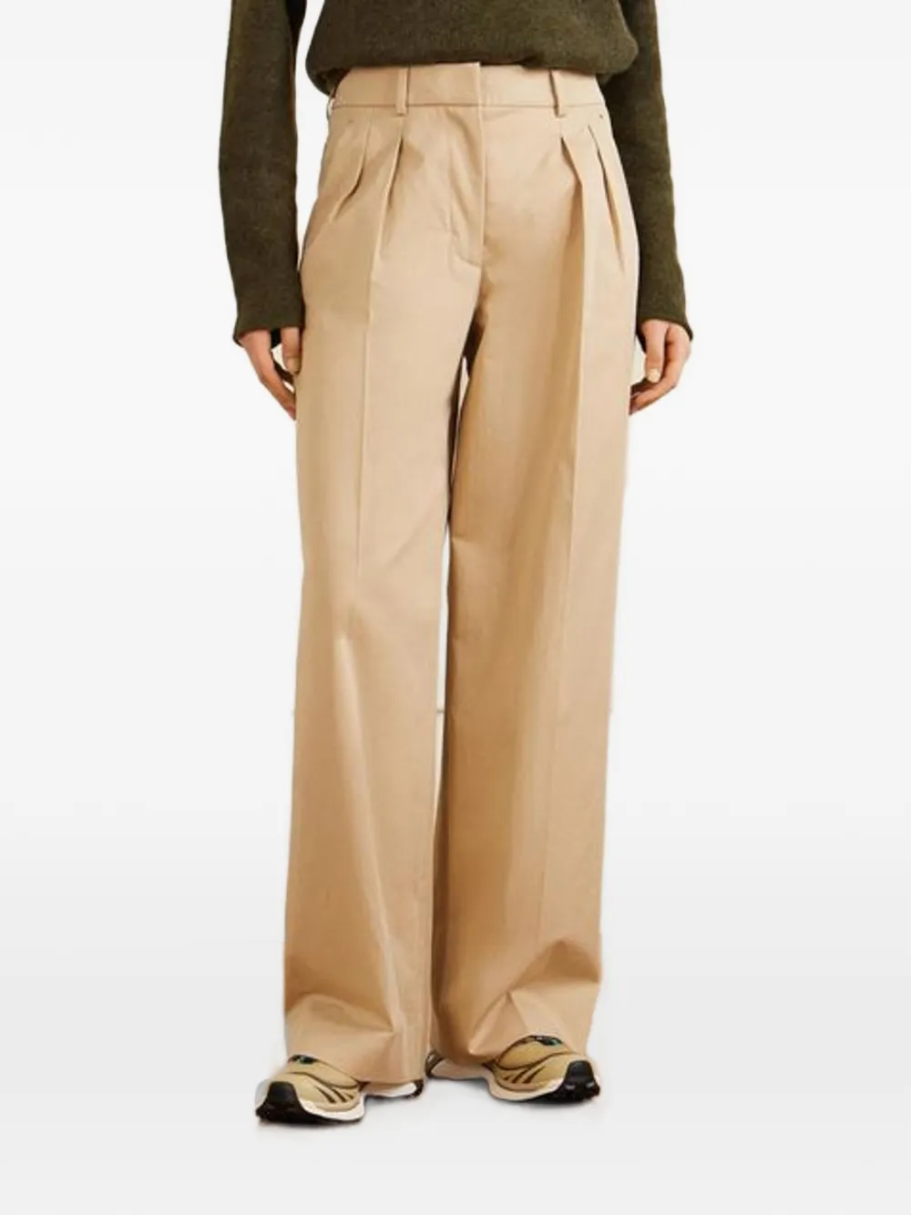 Moncler Gabardine pantalon met wijde pijpen Beige