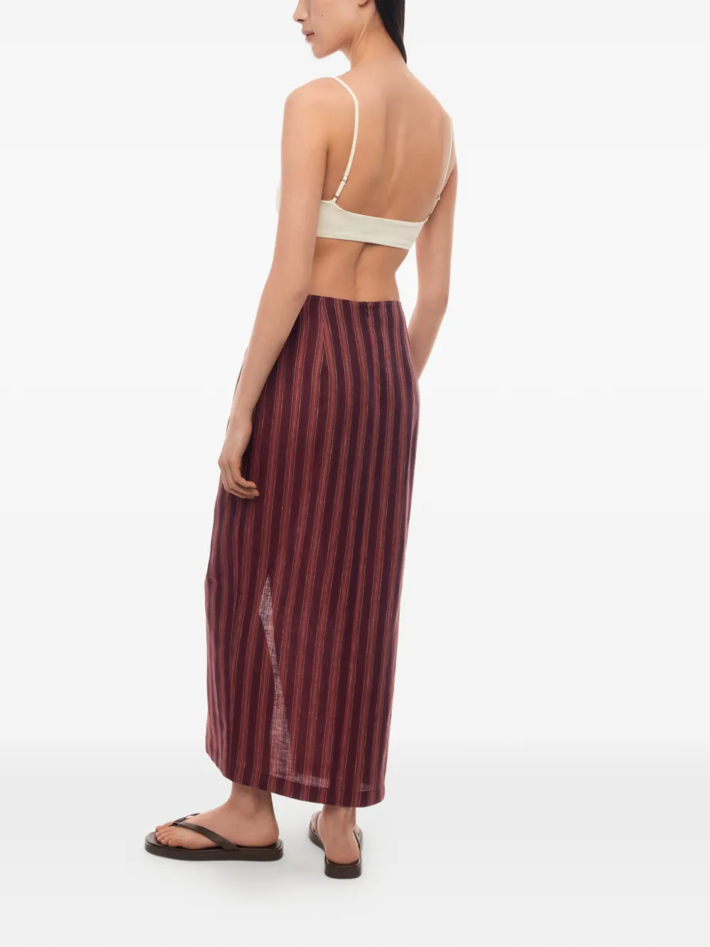 12 STOREEZ Gestreepte maxi-wikkelrok Rood