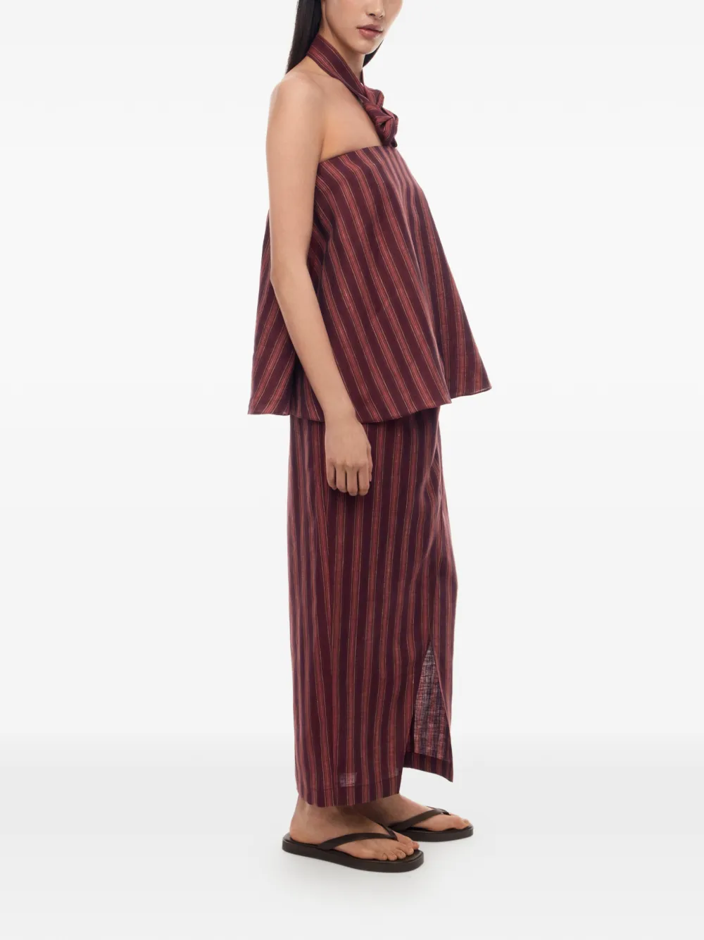 12 STOREEZ Gestreepte maxi-wikkelrok Rood
