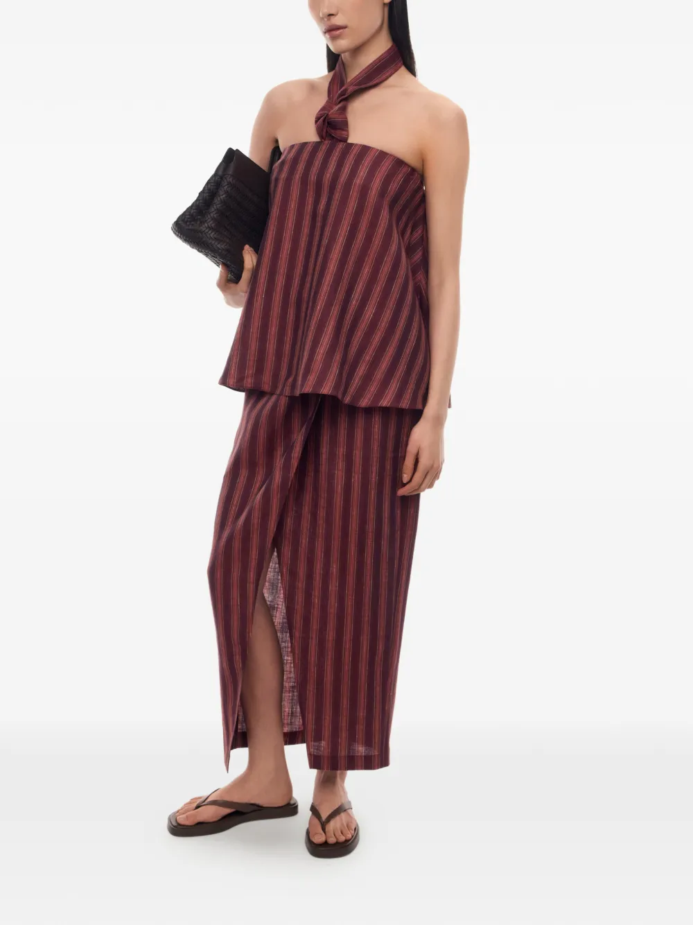 12 STOREEZ Gestreepte maxi-wikkelrok Rood