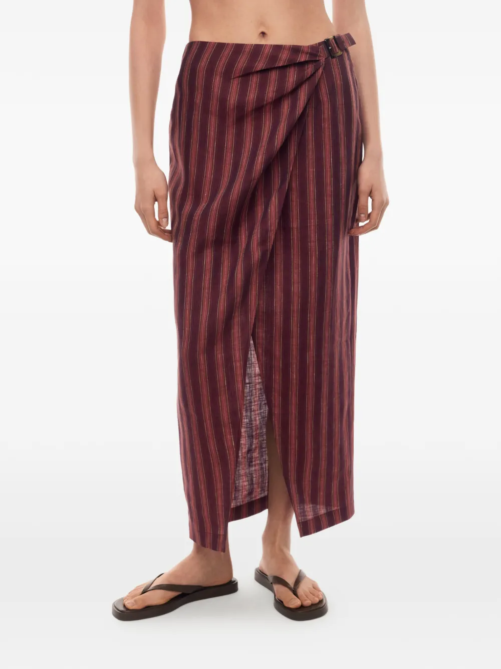12 STOREEZ Gestreepte maxi-wikkelrok Rood