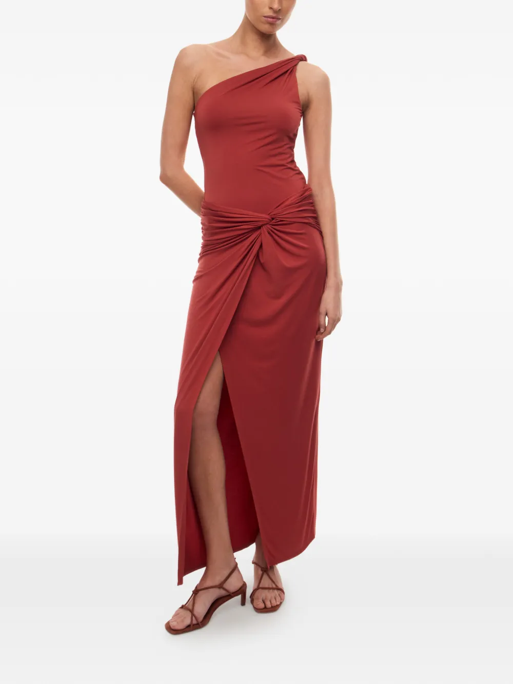 12 STOREEZ Siesta asymmetrische gedrapeerde top Rood