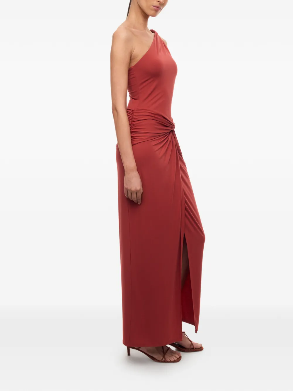 12 STOREEZ Siesta asymmetrische gedrapeerde top Rood