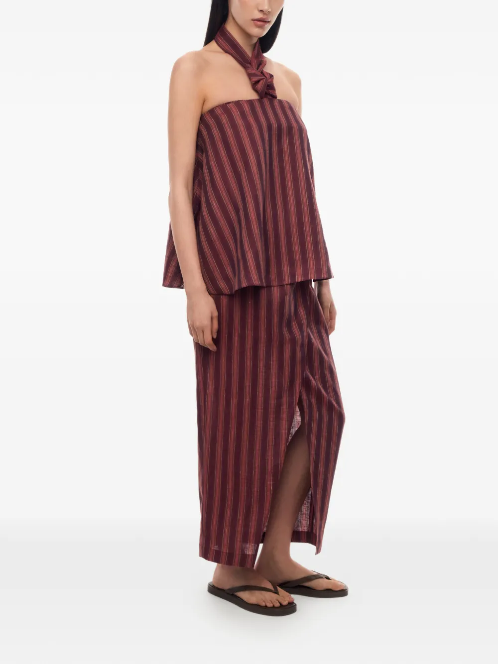 12 STOREEZ Sorbet gestreepte haltertop Rood