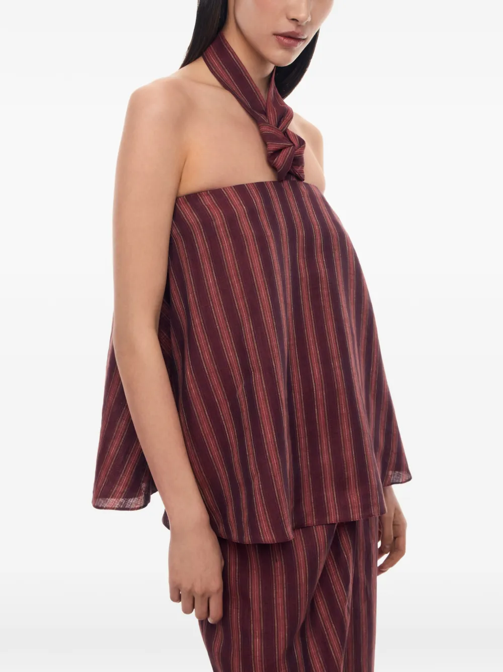 12 STOREEZ Sorbet gestreepte haltertop Rood