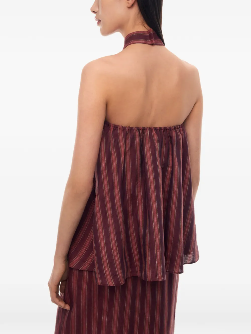 12 STOREEZ Sorbet gestreepte haltertop Rood