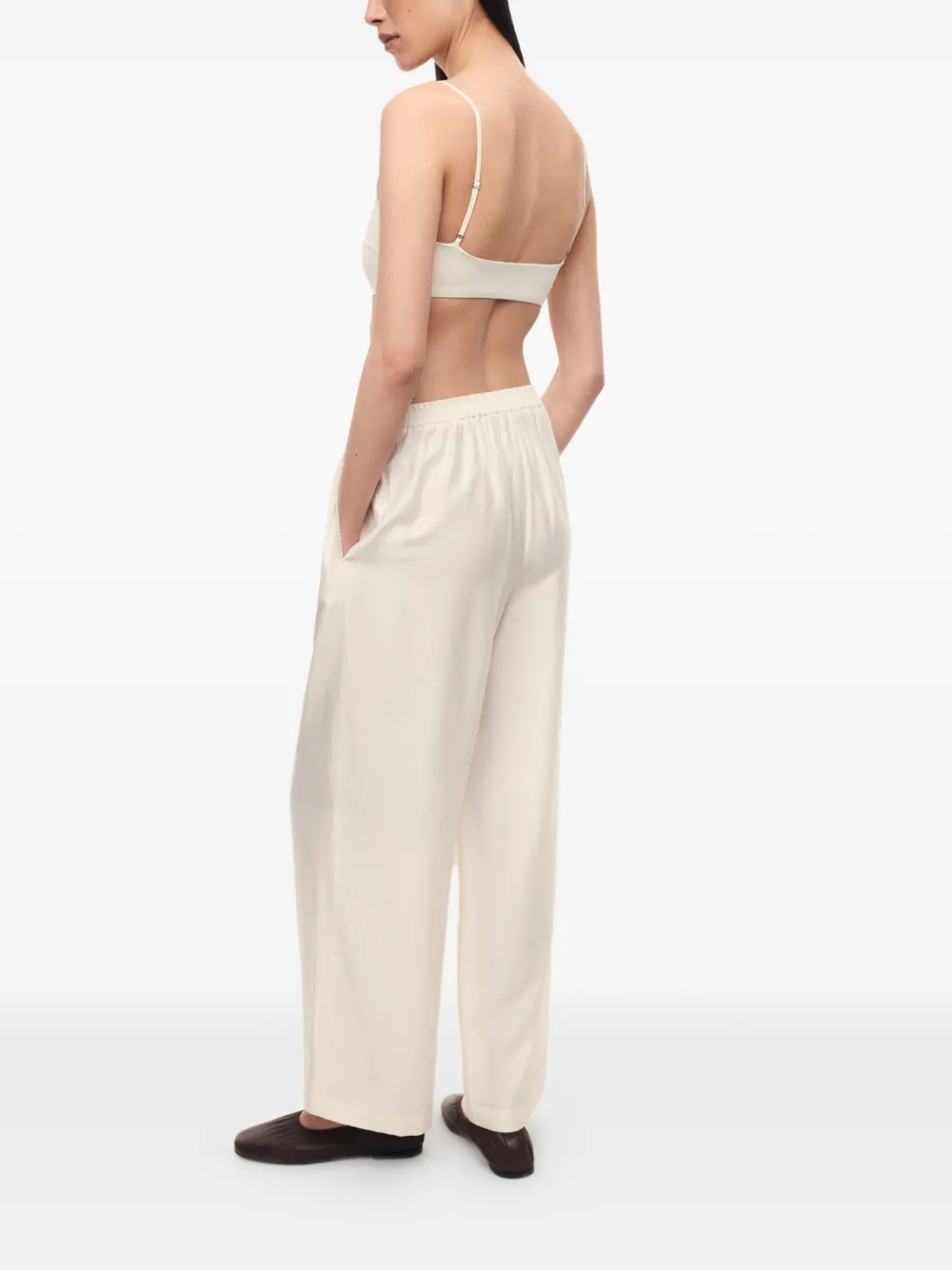 12 STOREEZ Kasumi broek met wijde pijpen Beige