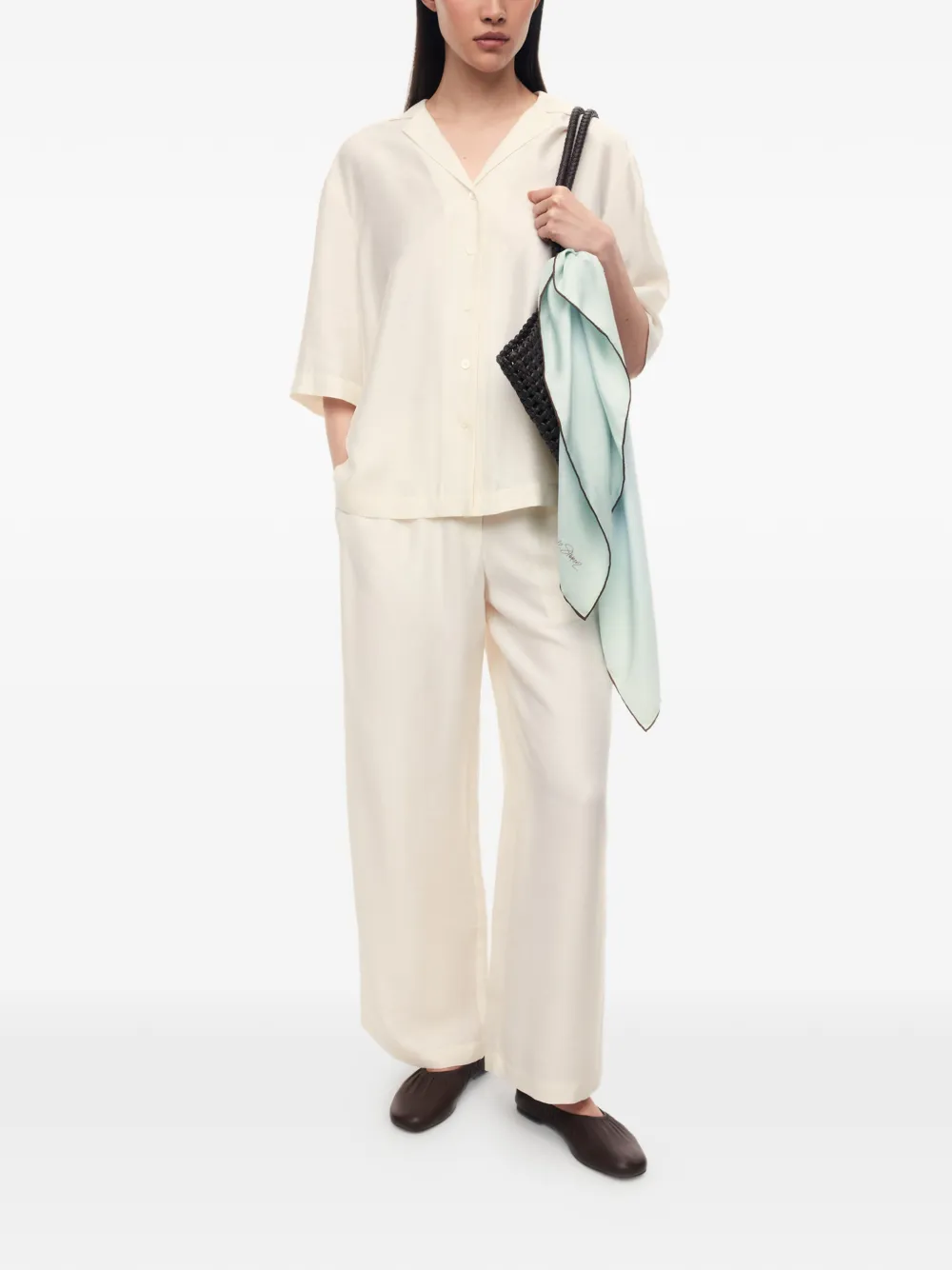 12 STOREEZ Kasumi broek met wijde pijpen Beige