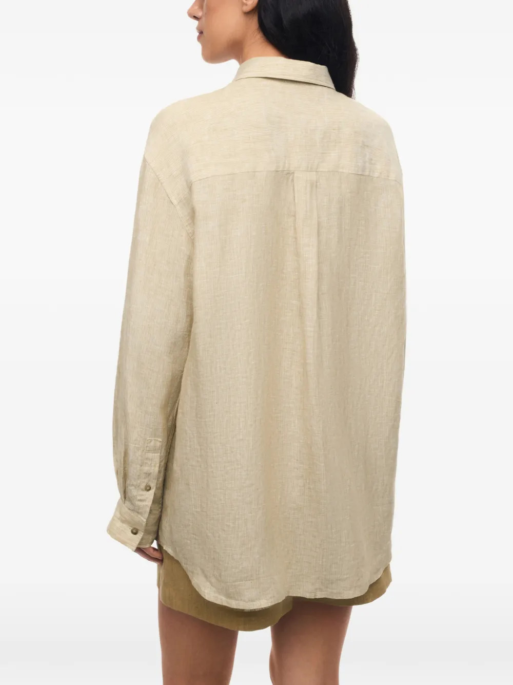 12 STOREEZ Gelato linnen overhemd met borstzak Beige