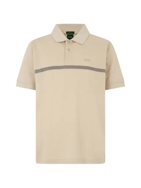 BOSS logo-embroidered stripe-detail polo shirt