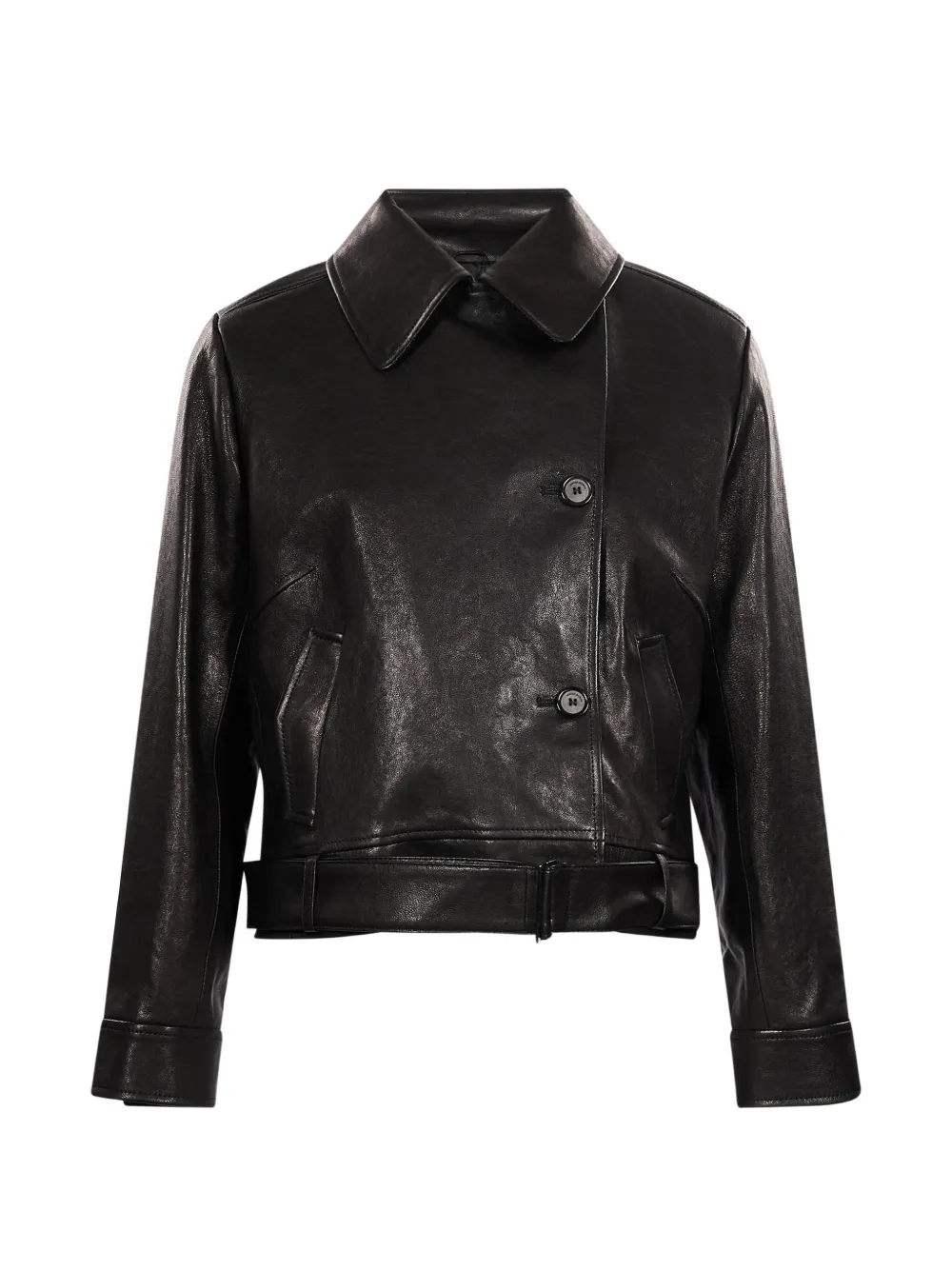Magda Butrym belted leather jacket - Nero