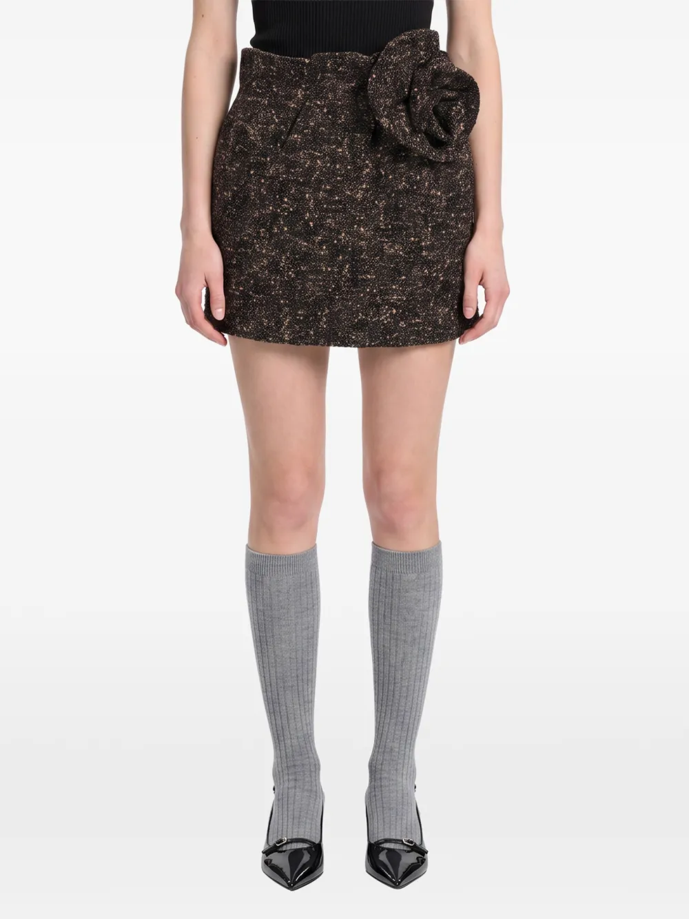 Magda Butrym floral-applique tweed mini skirt Bruin