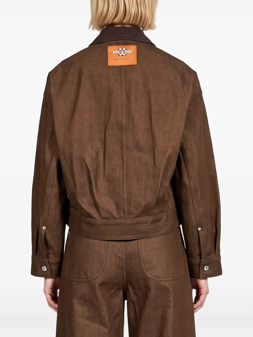 Simone Rocha Denim jack met verfraaide kraag Bruin