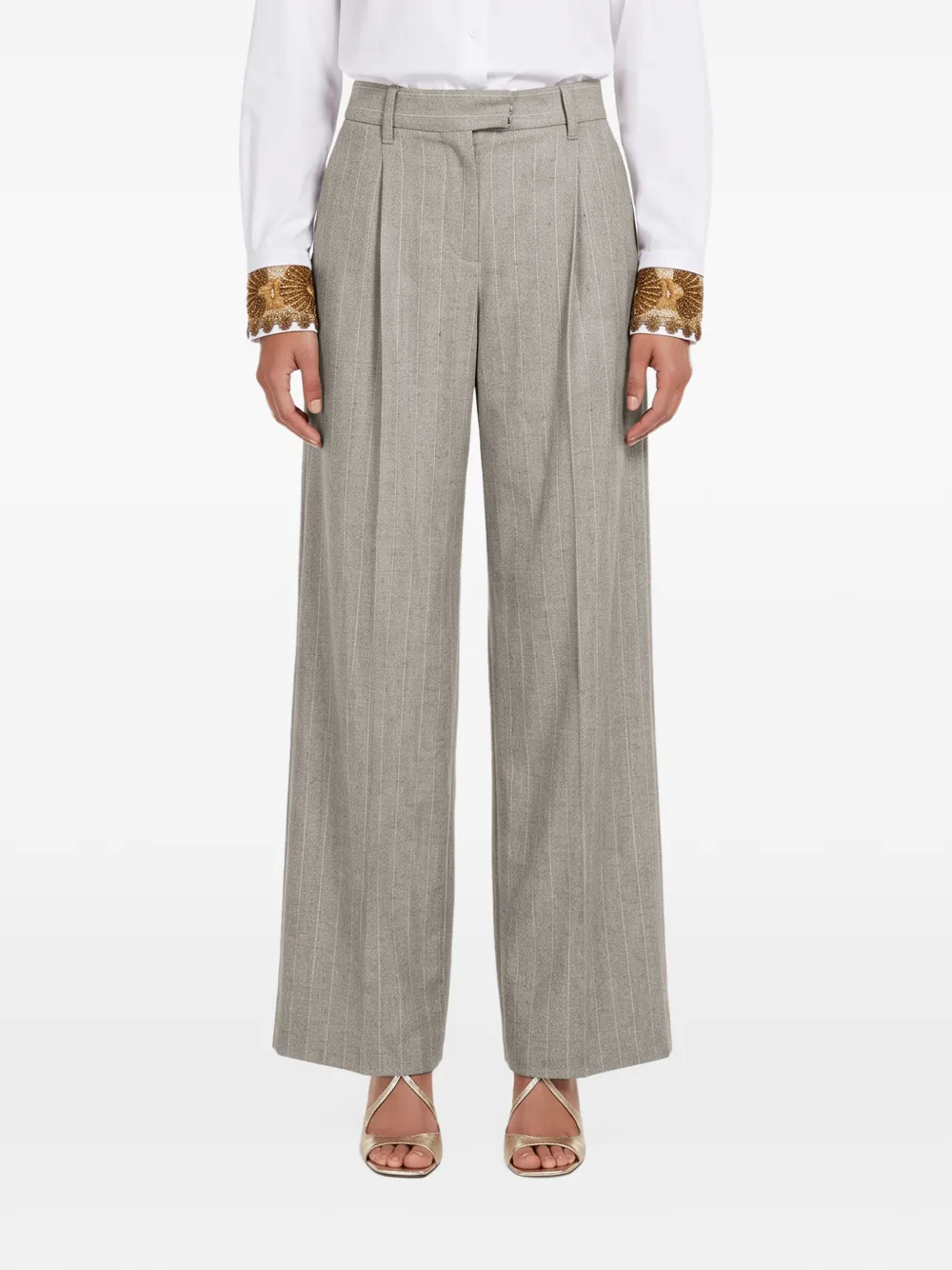Brunello Cucinelli pinstripe-pattern pleated trousers Grijs