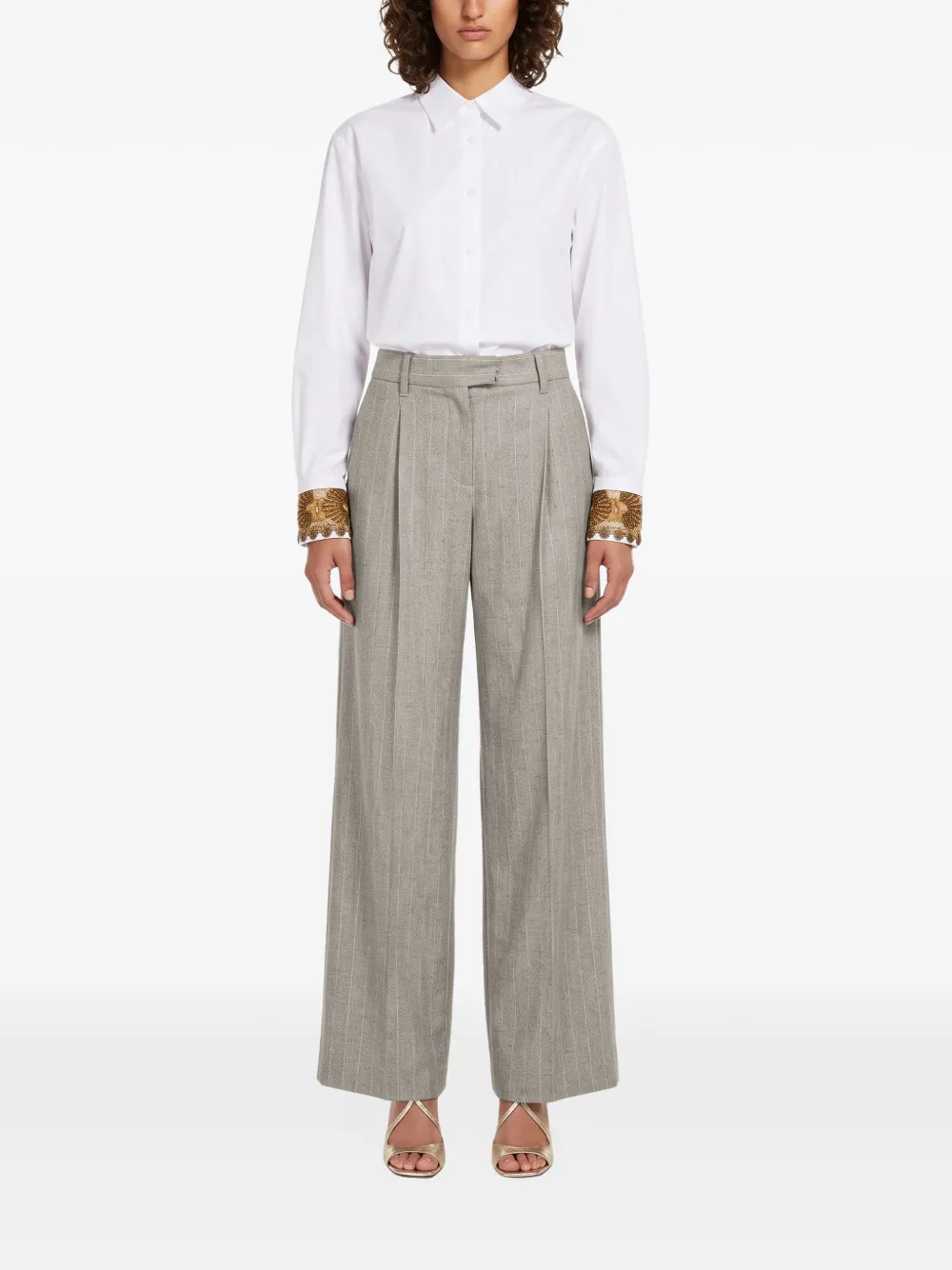 Brunello Cucinelli pinstripe-pattern pleated trousers Grijs
