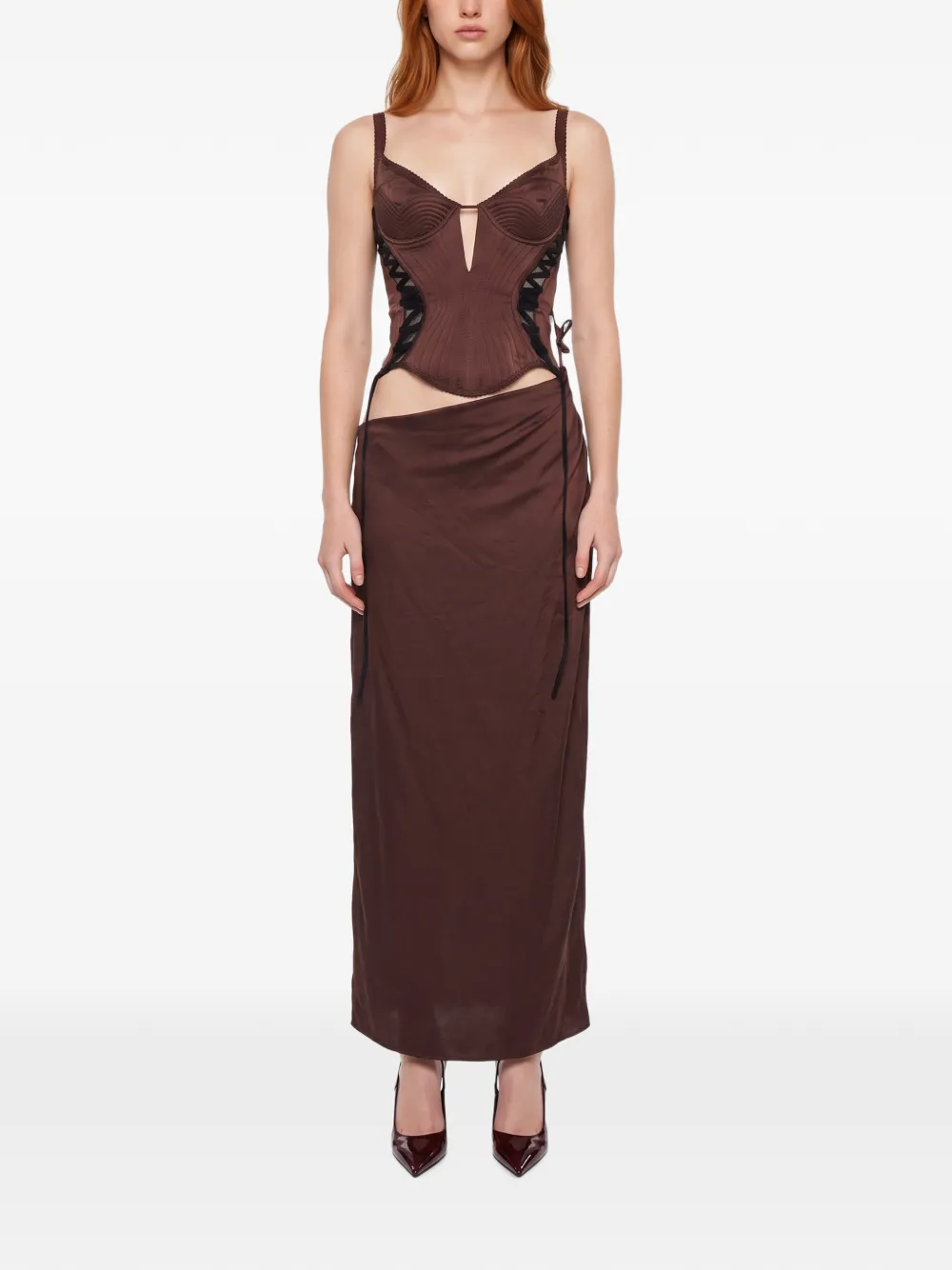 Maria Lucia Hohan Malena korset maxi-jurk met veters Bruin