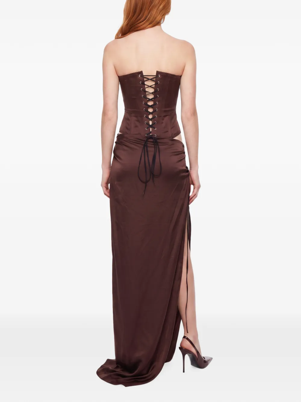 Maria Lucia Hohan Malena korset maxi-jurk met veters Bruin