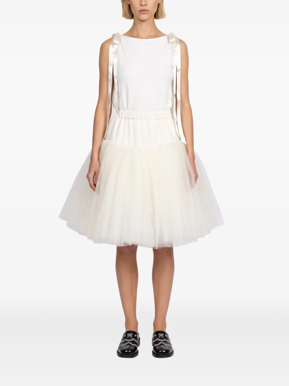 Simone Rocha tulle-layered elasticated-waist mini skirt Wit