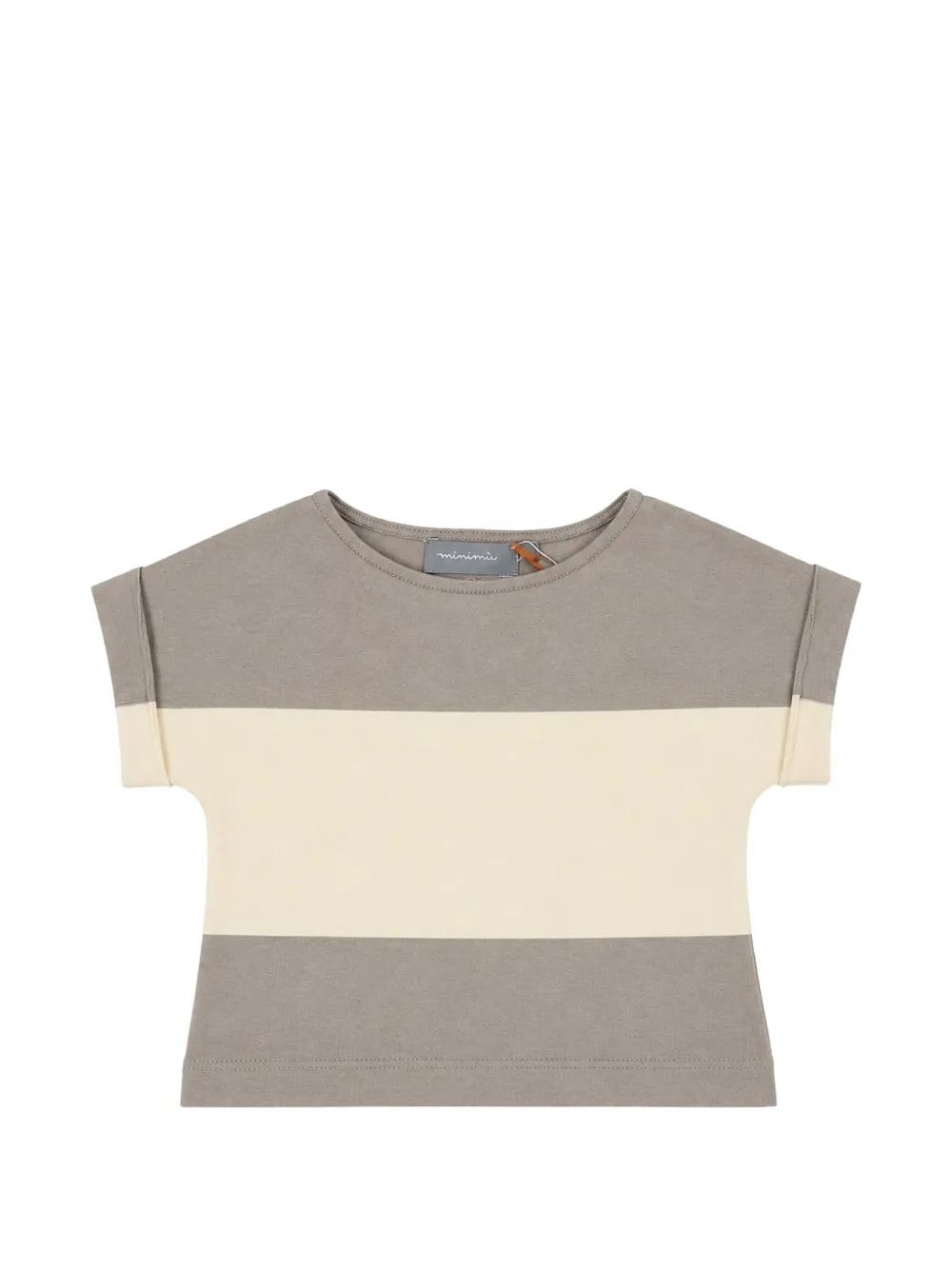 minimù striped rolled-cuff T-shirt - Grigio